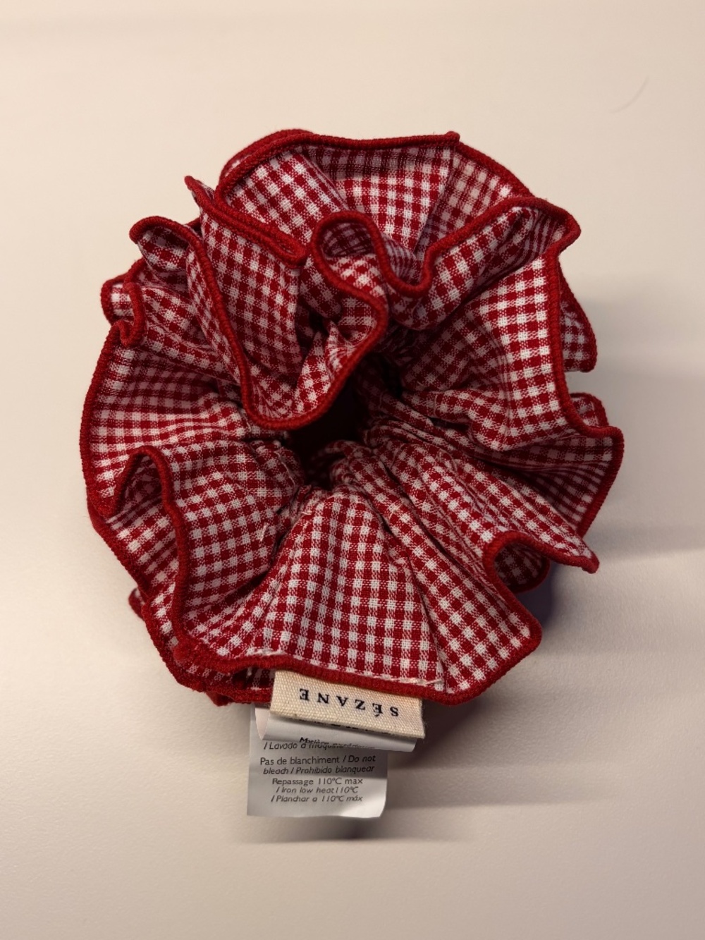 Sézane Red and White Gingham Scrunchie